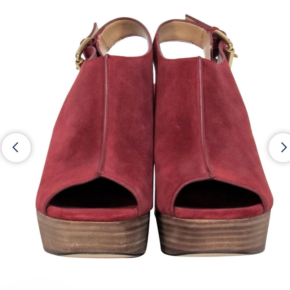 Michael Kors Elegant Red Suede Platform Heels Coral size 8 NEW fits a size 8.5 - Picture 4 of 7